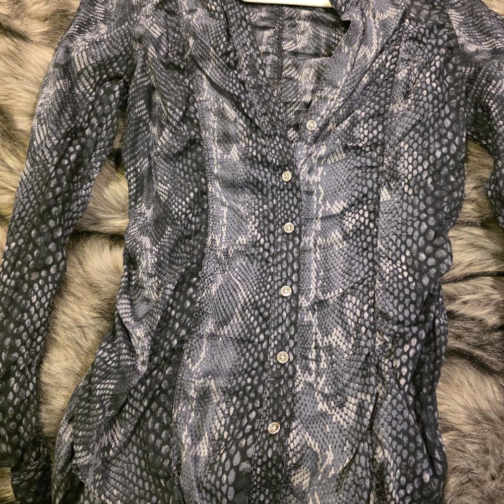 Express Gray Snake Print Button Down Shirt
